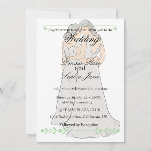 Elegant Two Brides Wedding Invitation