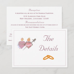 Elegant Two Hearts Catholic Wedding Enclosure Card