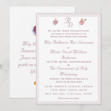 Elegant Two Hearts Catholic Wedding Invitation