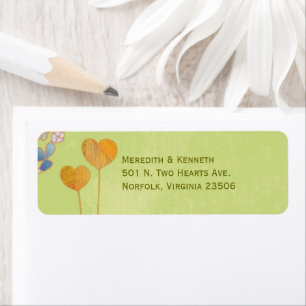 Elegant Two Hearts Lime Green Wedding Return Address Label