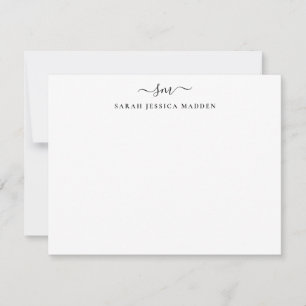 Elegant Two Monogram Initial Girly Script Swash Card
