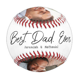 Elegant Two Photo Best Dad Ever Baseball