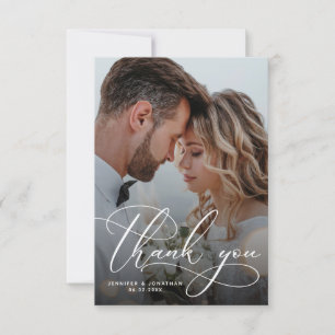 Elegant Two Photo Wedding Thank You Card