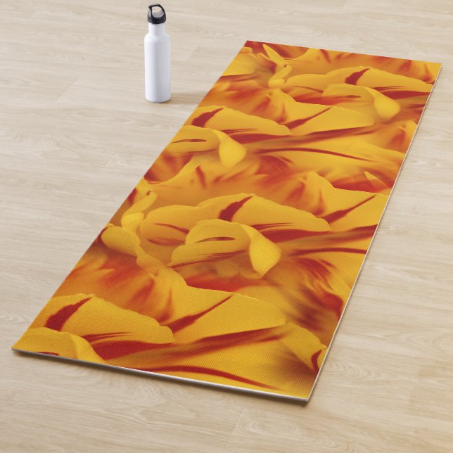 Elegant Two-Tone Red Gold Monsella Tulip Yoga Mat (In Situ)