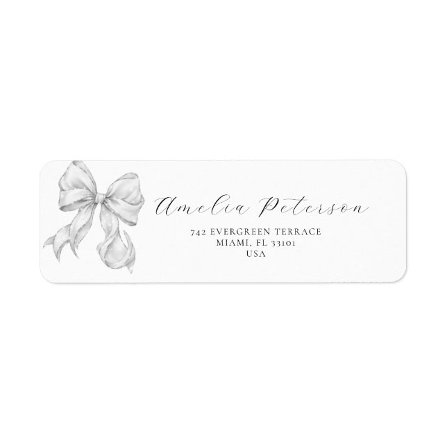 Elegant, tying the Bow  bridal shower Return Address Label (Front)