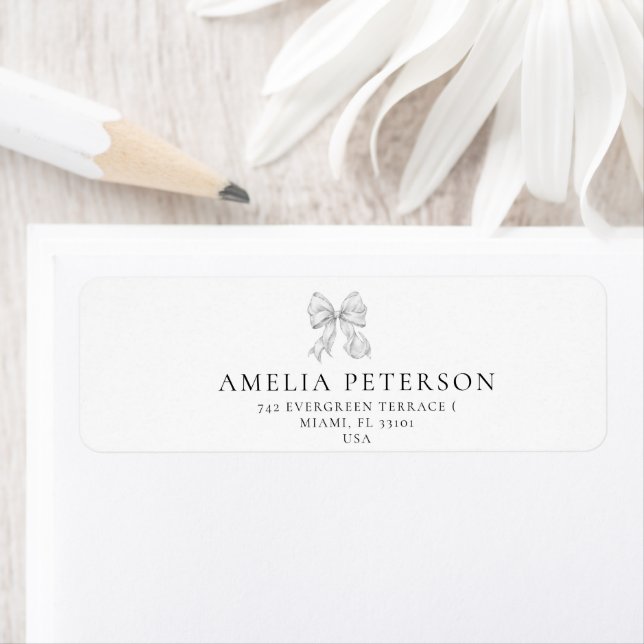 Elegant, tying the Bow  bridal shower Return Address Label (Insitu)