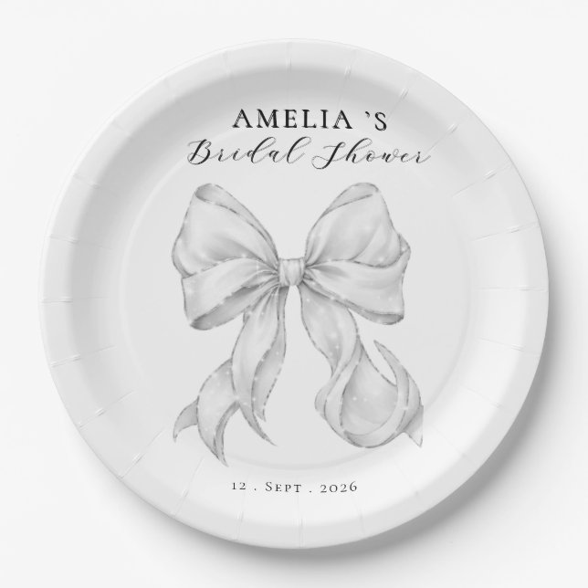 Elegant, tying the knot bridal showePlato de papel Paper Plate (Front)