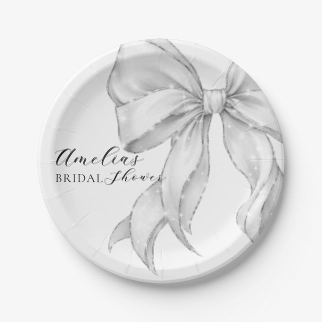 Elegant, tying the knot bridal showePlato de papel Paper Plate (Front)