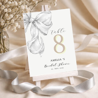 Elegant, tying the knot bridal showePlato de papel Table Number