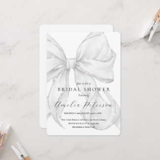Elegant, tying the knot bridal shower white bow. invitation
