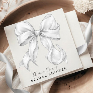 Elegant, tying the knot bridal shower white bow. napkin
