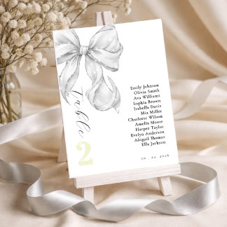 Elegant, tying the knot bridal shower white bow. table number