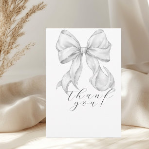 Elegant, tying the knot bridal shower white bow. thank you card