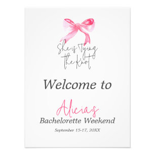 Elegant Tying the Knot Pink Bow Bachelorette Party Photo Print