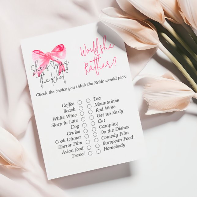 Elegant Tying the Knot Pink Bow Bridal Shower Game (Creator Uploaded)