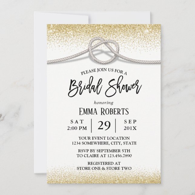 Elegant Tying the Knot Rustic Bridal Shower Invitation (Front)