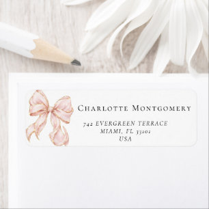 Elegant, tying the Pink Bow bridal shower Return Address Label
