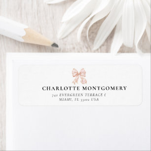 Elegant, tying the Pink Bow bridal shower Return Address Label