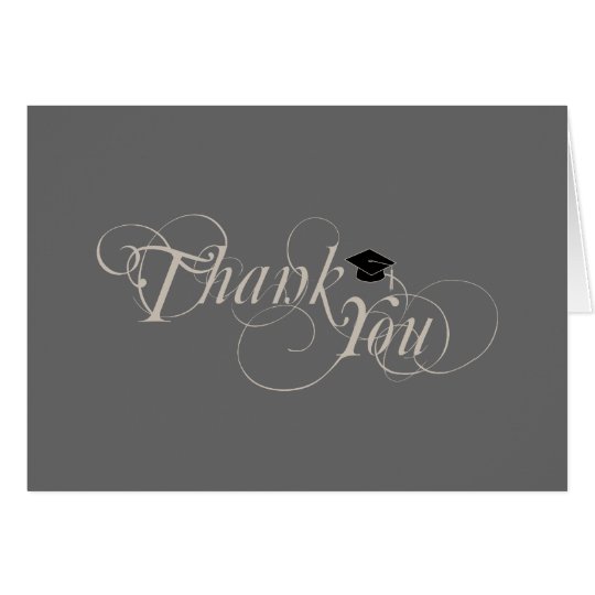 Elegant Type and Cap Graduation Thank You Card