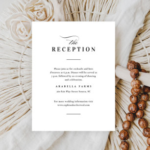 Elegant Type Black & White Wedding  Reception Enclosure Card