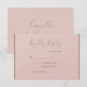 Elegant type blush coral watercolor wedding rsvp invitation