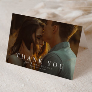 Elegant Type Minimal Photo Wedding Thank You Card