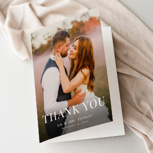 Elegant Type Minimal Photo Wedding Thank You Card
