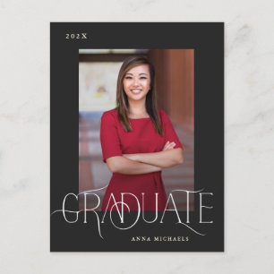 Elegant Type Photo Graduation  Announcement Postcard