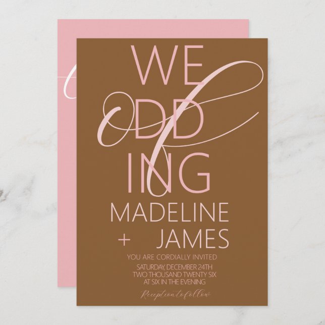 ELEGANT Type PINK Terracotta Wedding Invitation (Front/Back)