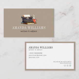Elegant Typewriter Professional Sand Business Card