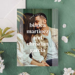 Elegant Typographic Names Full Photo Save The Date<br><div class="desc">This save the date design features a full photo with white transparent overlays on the sides and stylish modern typography. Add an additional photo to the back for an extra special touch.</div>