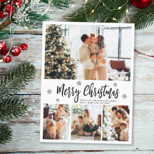 Elegant Typography 4 Photo Collage Christmas Post Postcard