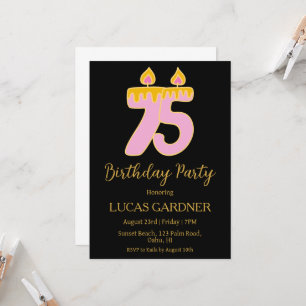 elegant typography 75th birthday invitations