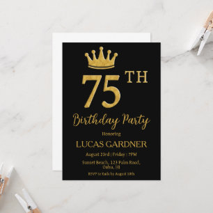 elegant typography 75th birthday invitations