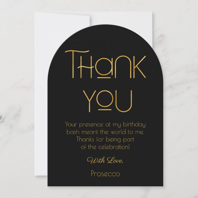 Elegant Typography Birthday Photo Thank You Card (Front)
