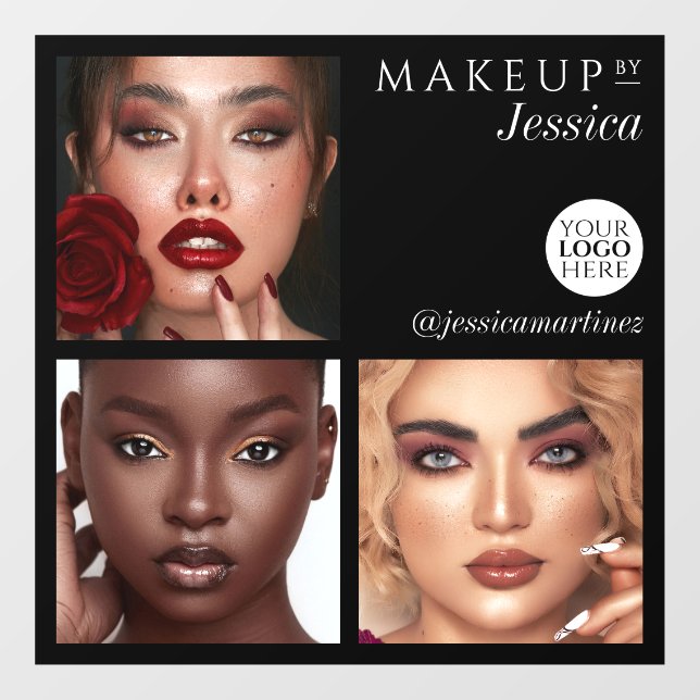 Elegant Typography Black 3 Photo Logo Makeup (Sheet)