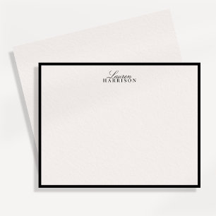 Elegant Typography Black Border Ivory Note Card