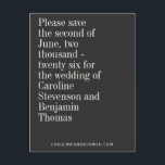 Elegant Typography Black Modern Save The Date Postcard<br><div class="desc">Classic Elegant White Typography on a Black Background Minimalist Modern Wedding Save the Date Postcard</div>