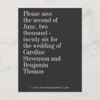 Elegant Typography Black Modern Save The Date