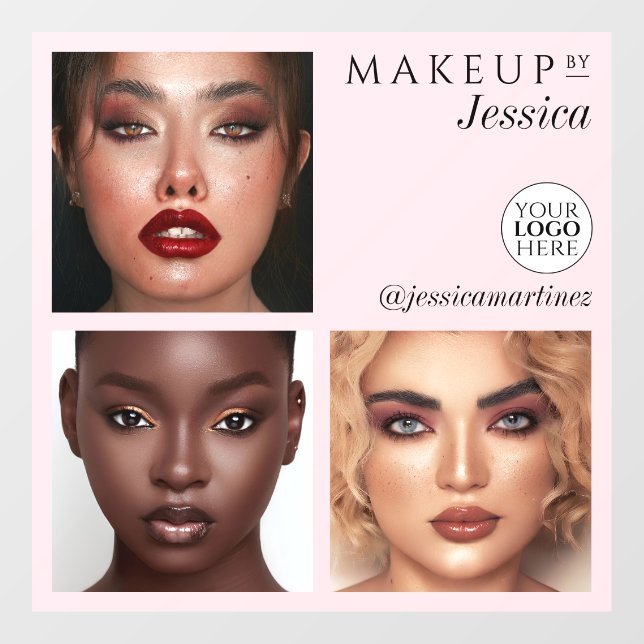 Elegant Typography Blush Pink 3 Photo Logo Makeup (Sheet)