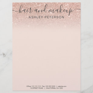 elegant typography blush rose gold glitter ombre custom letterhead