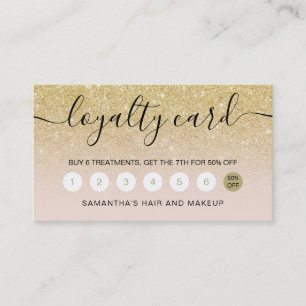 elegant typography blush yellow gold glitter ombre loyalty card