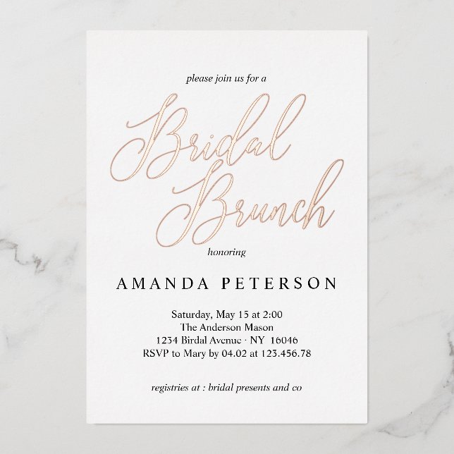 Elegant Typography Calligraphy Bridal Brunch (Front)