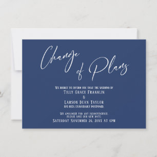 Elegant Typography Change of Plans Navy Card