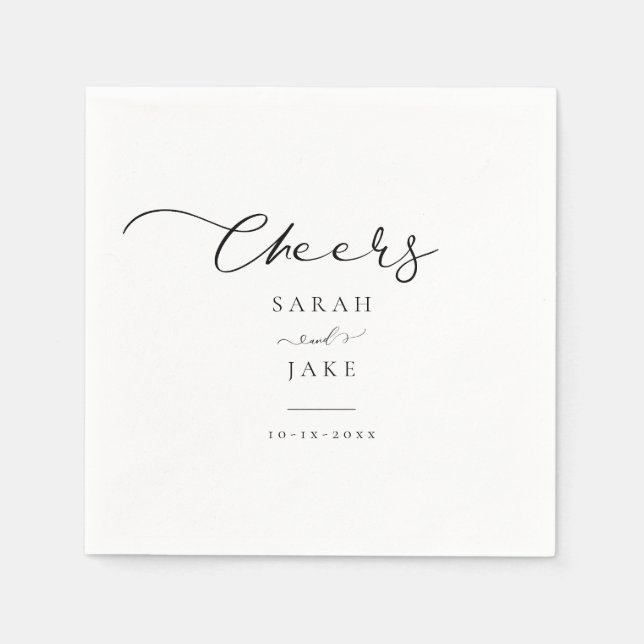 Elegant Typography: cheers Modern wedding  Napkin (Front)