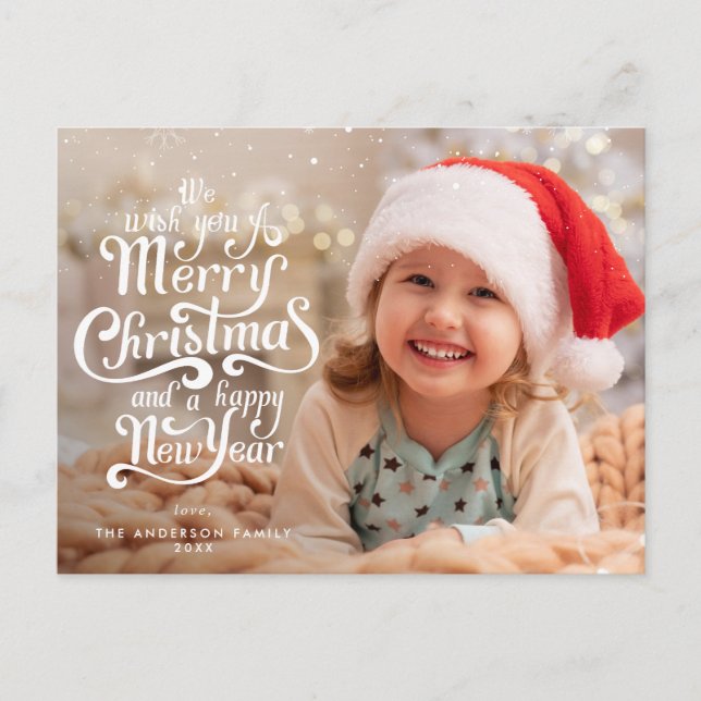 Elegant typography Christmas greetings Postcard (Front)