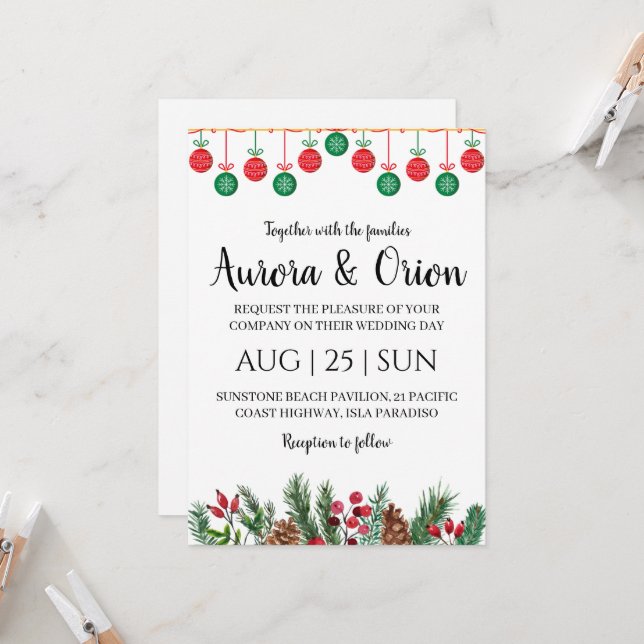 elegant typography christmas wedding cards (Front/Back In Situ)