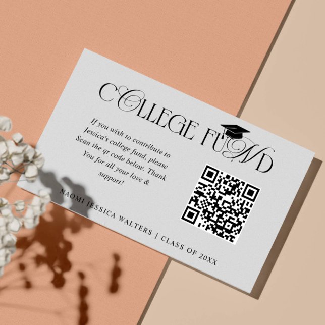 Elegant Typography Collage Fund QR CODE Graduation Enclosure Card (Creator Uploaded)