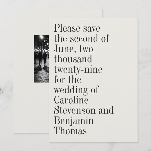 Elegant Typography Contemporary Photo QR Code Save The Date (Front/Back)