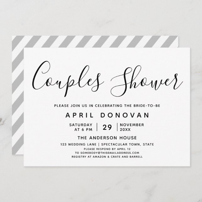 Elegant Typography Couples Shower Invitation (Front/Back)